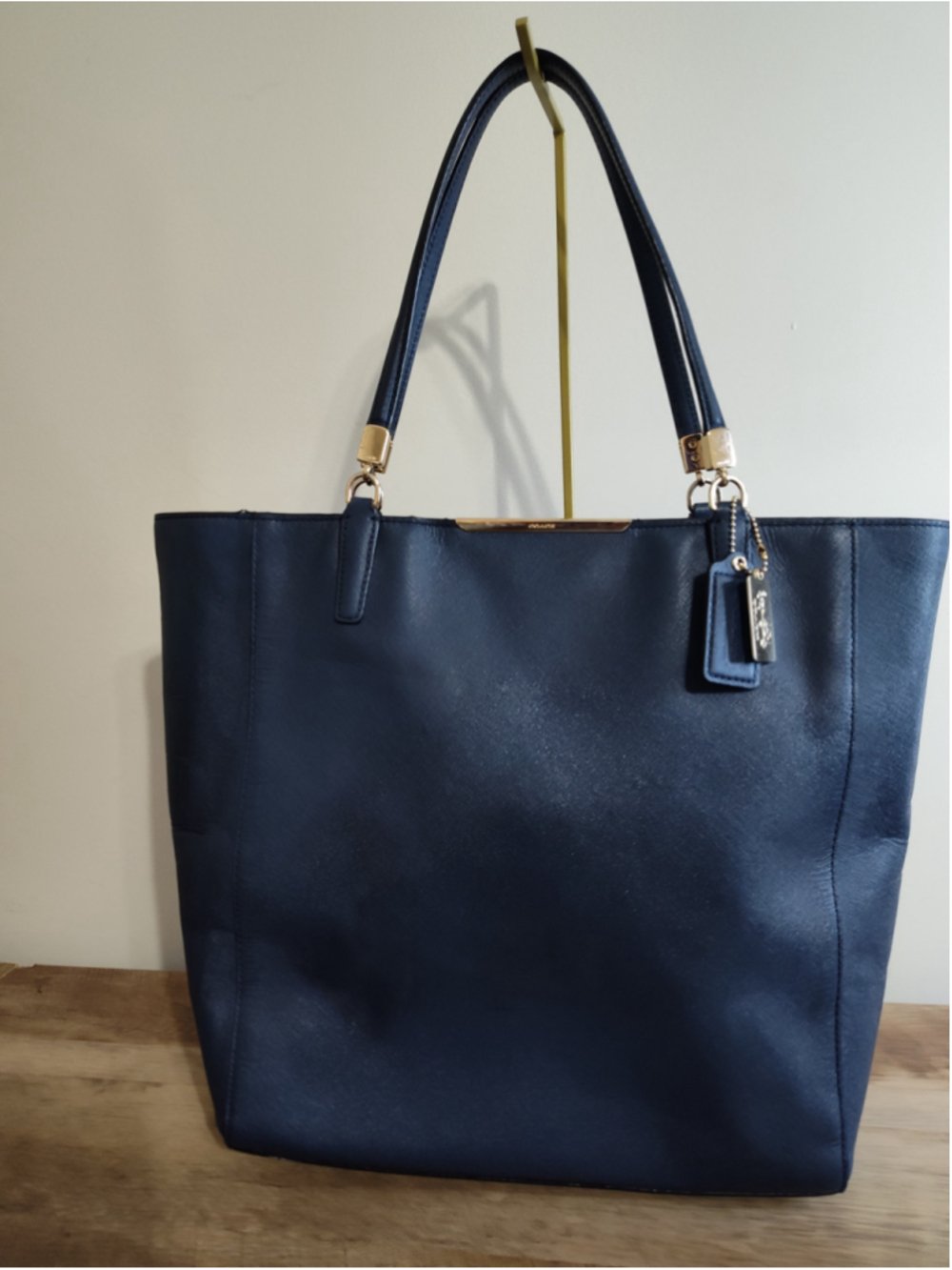 Women's Coach Navy Blue Saffiano Leather Tote Bag, One Size